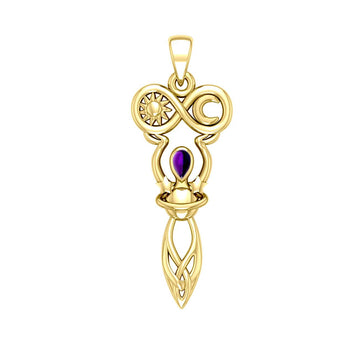 Celtic Goddess of Infinite Universe Solid Gold Pendant GPD5931 - Jewelry